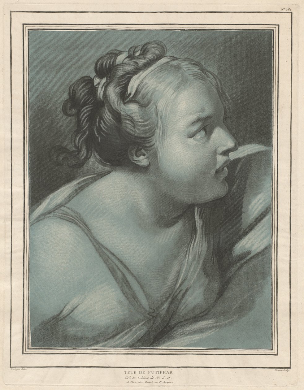 Cabeza de la esposa de Potifar de Louis Marin Bonnet, after Jean Baptiste Deshays