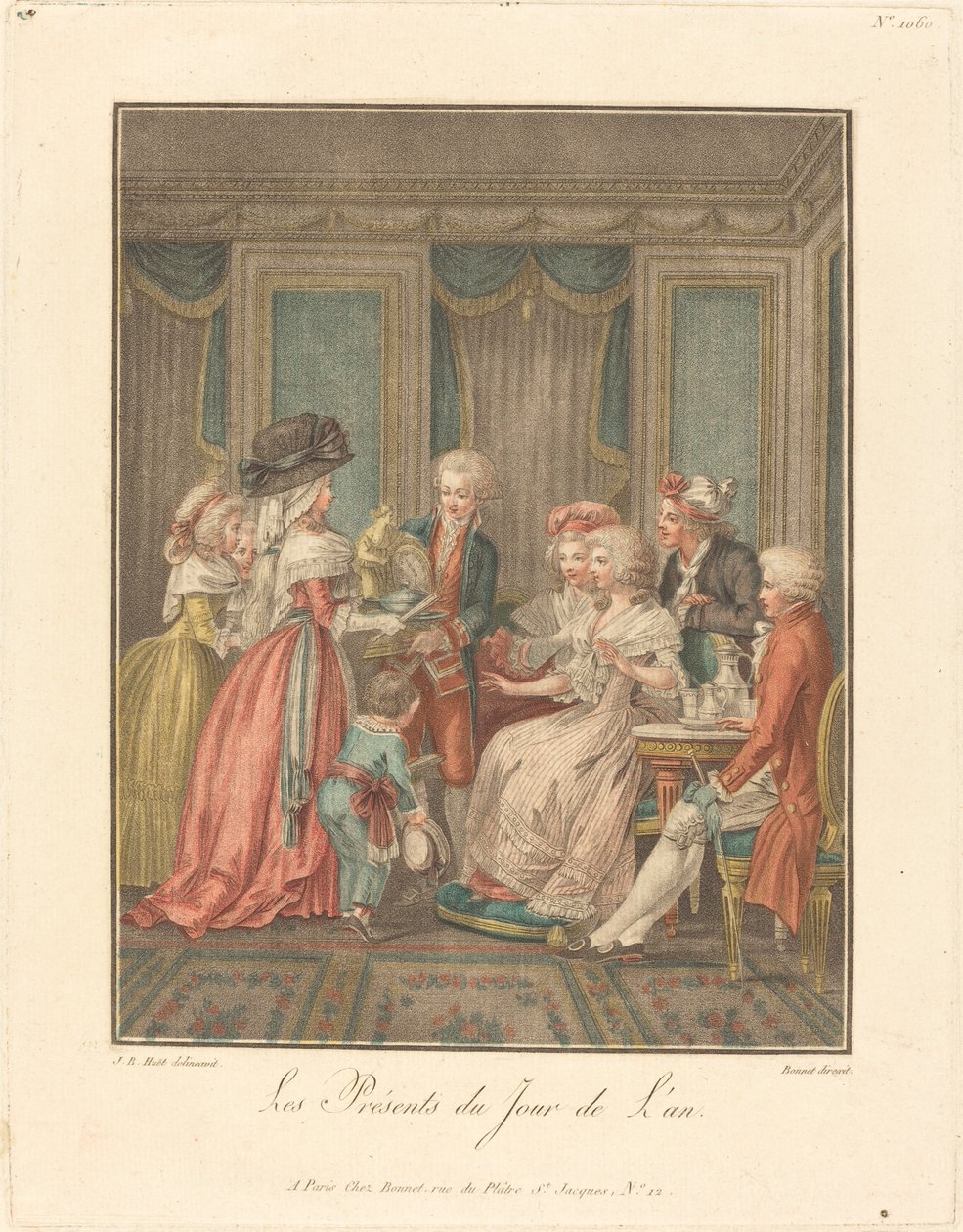 Los regalos del día de Año Nuevo de Louis Marin Bonnet after Jean Baptiste Hüet, I