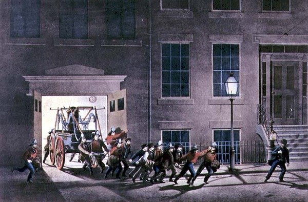 La alarma nocturna, pub. por Currier and Ives, Nueva York de Louis Maurer