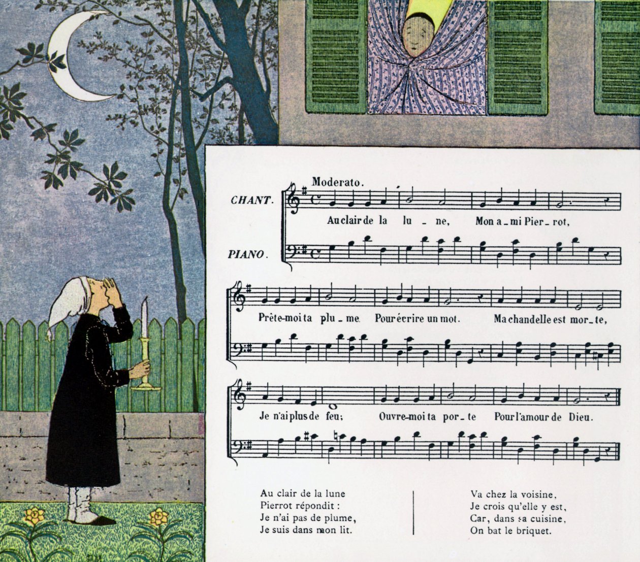 Partitura e ilustración de la canción infantil 