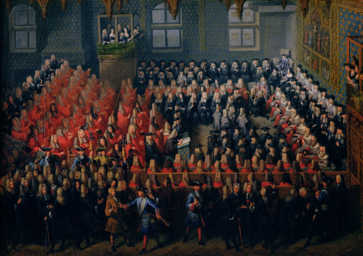 Cama de Justicia celebrada en el Parlamento de París, 12 de septiembre de 1715 de Louis Michel Dumesnil