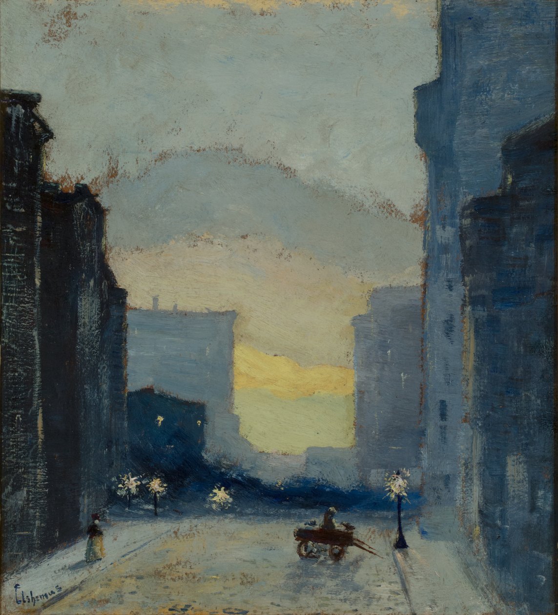 East Side, Nueva York, c.1908 (óleo sobre papel montado sobre cartón) de Louis Michel Eilshemius