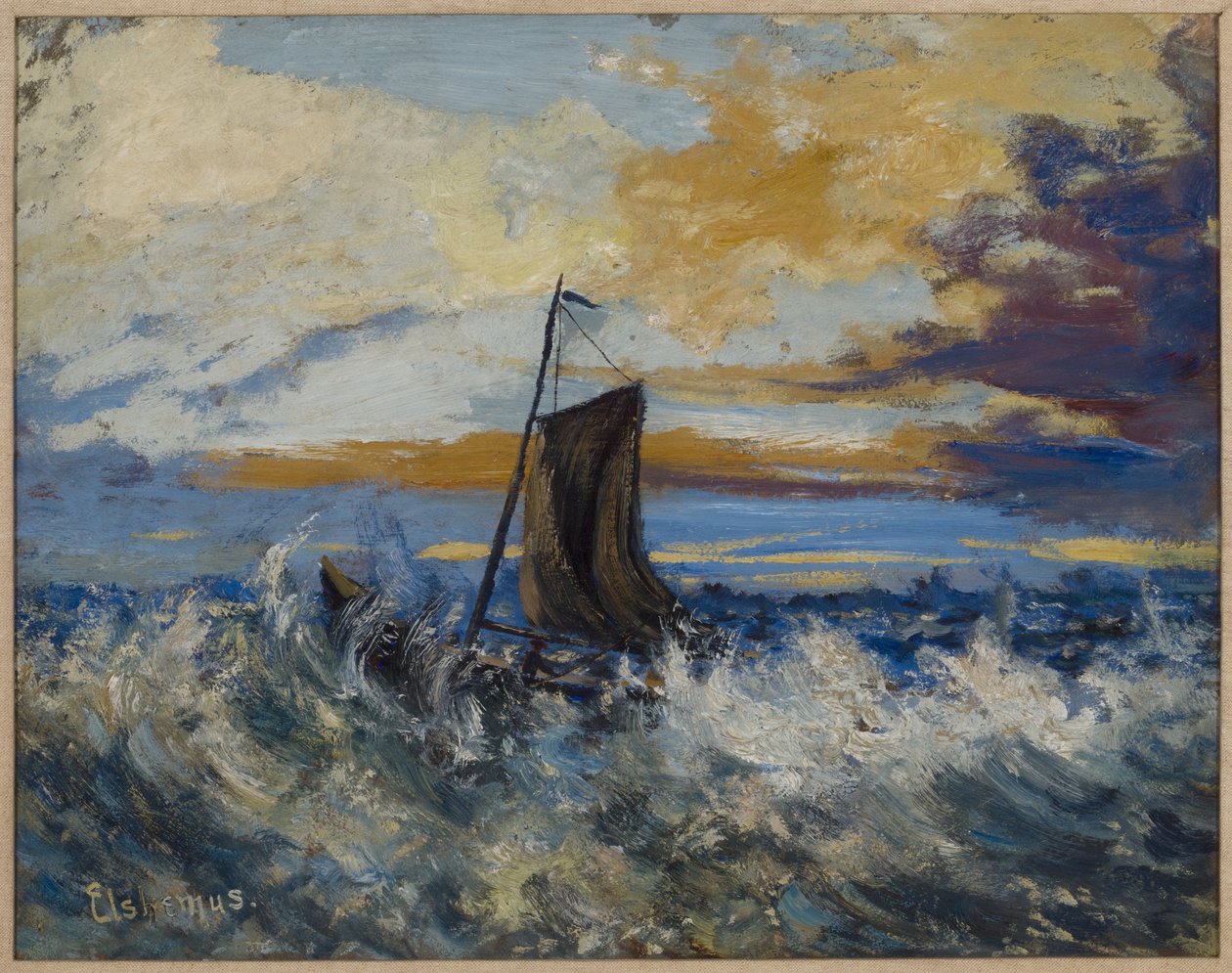 Velero, mar tempestuoso, c.1907 (óleo sobre cartón) de Louis Michel Eilshemius