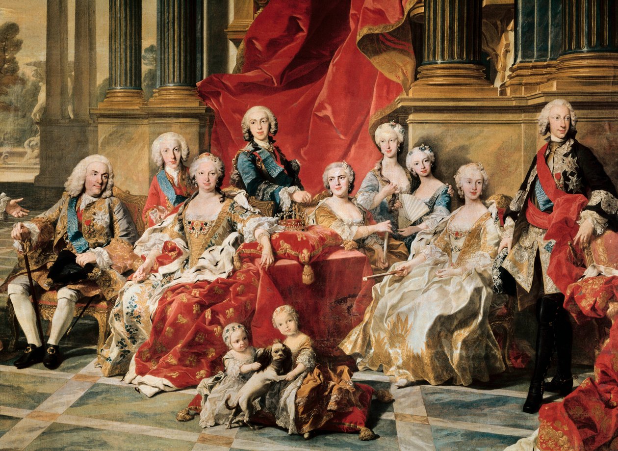 Felipe V rodeado de su familia. Detalle de una pintura de Louis Michel van Loo de Louis Michel van Loo