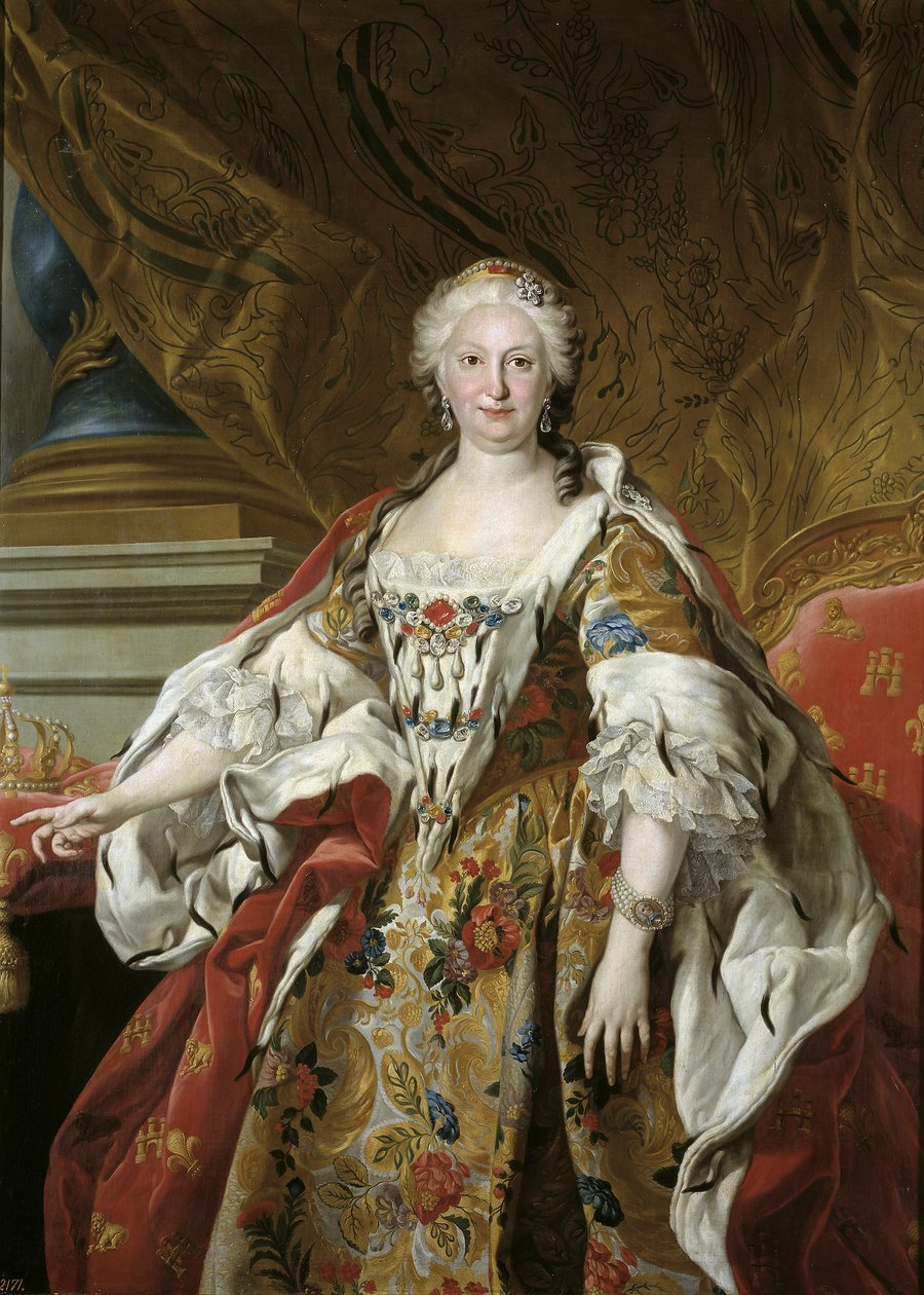 Spanish: Isabel Farnesio, reina de España Official portrait of Queen Isabel de Farnesio de Louis Michel van Loo