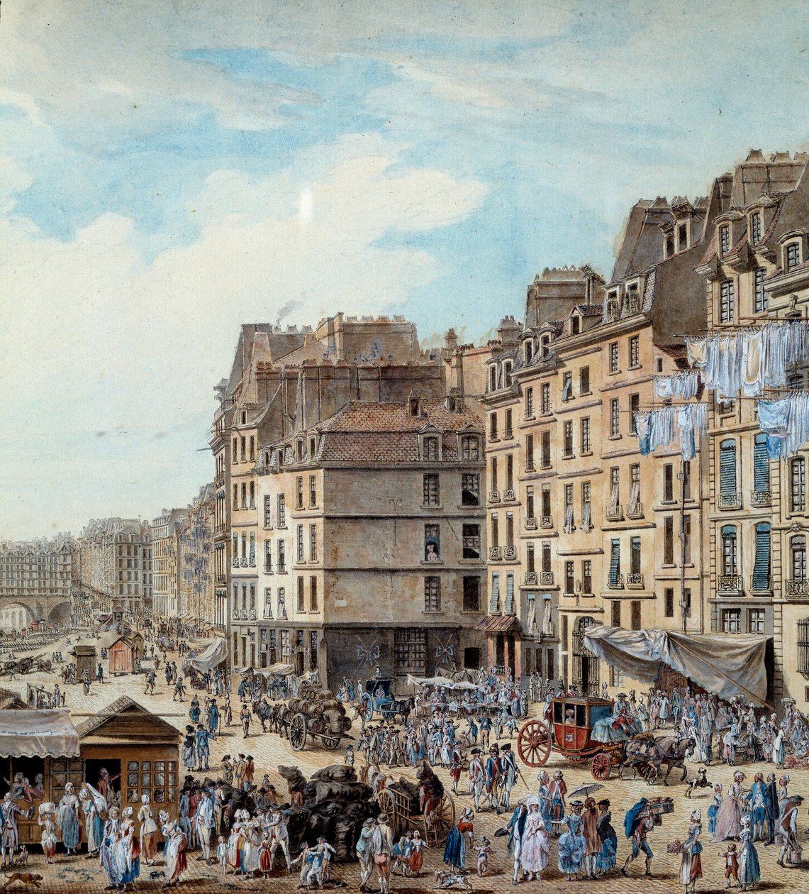Vida marítima en los muelles del puerto de París en 1782 (detalle) de Louis Nicolas de Lespinasse