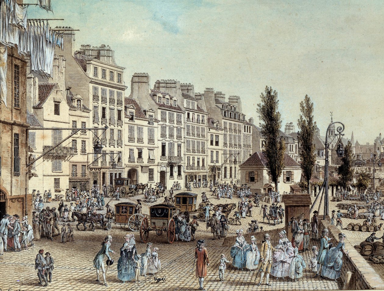 Vista del puerto Saint Paul en París en 1782 de Louis Nicolas de Lespinasse