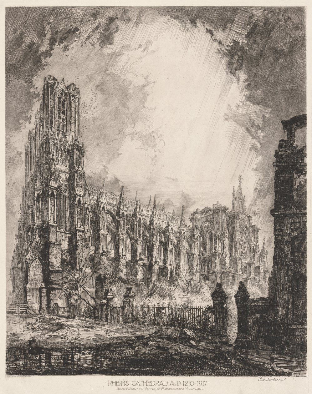 Catedral de Reims y ruinas del Palacio del Arzobispo de Louis Orr
