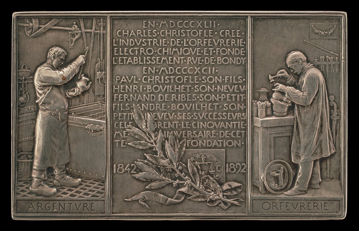 Quincuagésimo aniversario de la Compañía Christofle, 1842-1892 [reverso], 1892 de Louis Oscar Roty