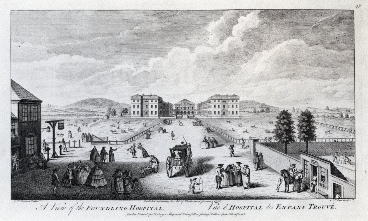 Vista del Hospital Foundling, grabado por Nathaniel Parr, 1750 de Louis Philippe Boitard