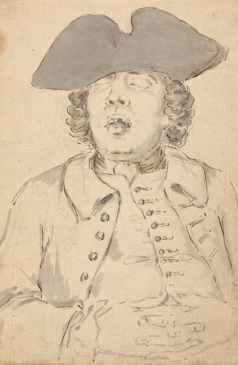 Hombre dormido con la boca abierta y las manos cruzadas de Louis Philippe Boitard