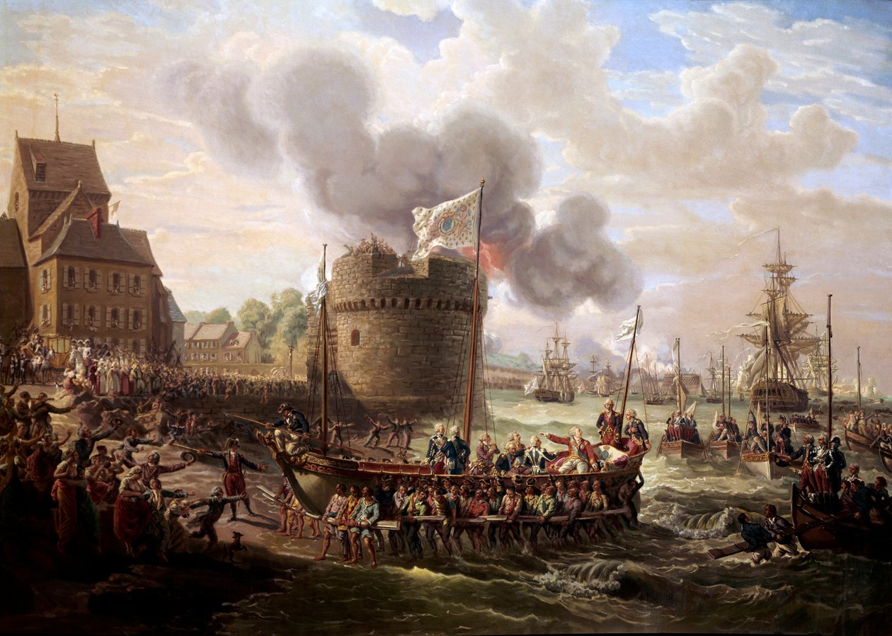 El rey Luis XVI visita las obras del puerto de Cherburgo el 23/06/1786 de Louis Philippe Crepin