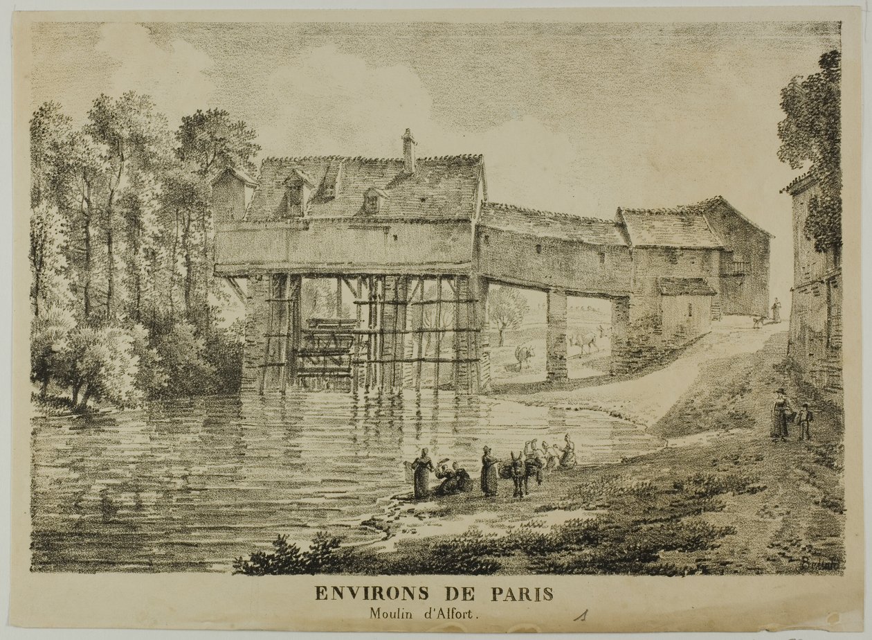 Los alrededores de París: Molino de Alfort de Louis Pierre Baltard