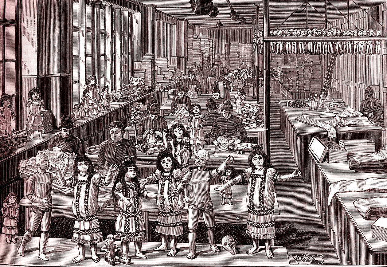 Fábrica de muñecas, sala de expedición, de "La Nature" de Louis Poyet