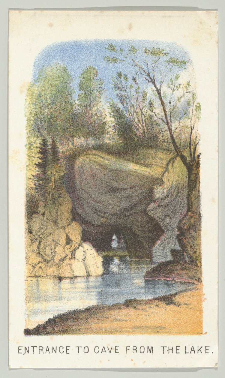 Entrada a la cueva desde el lago, de la serie Vistas en Central Park, Nueva York, Parte 2 de Louis Prang