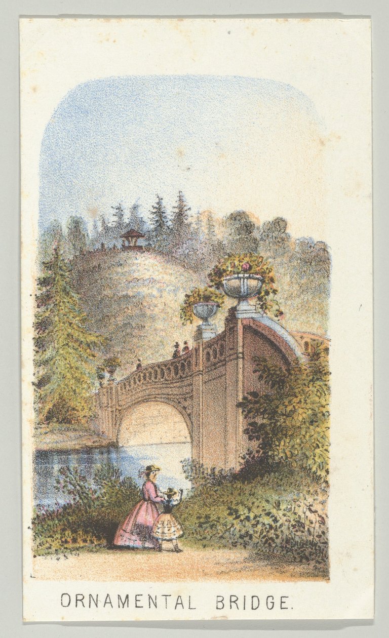 Puente ornamental, de la serie, Vistas en Central Park, Nueva York, Parte 2 de Louis Prang