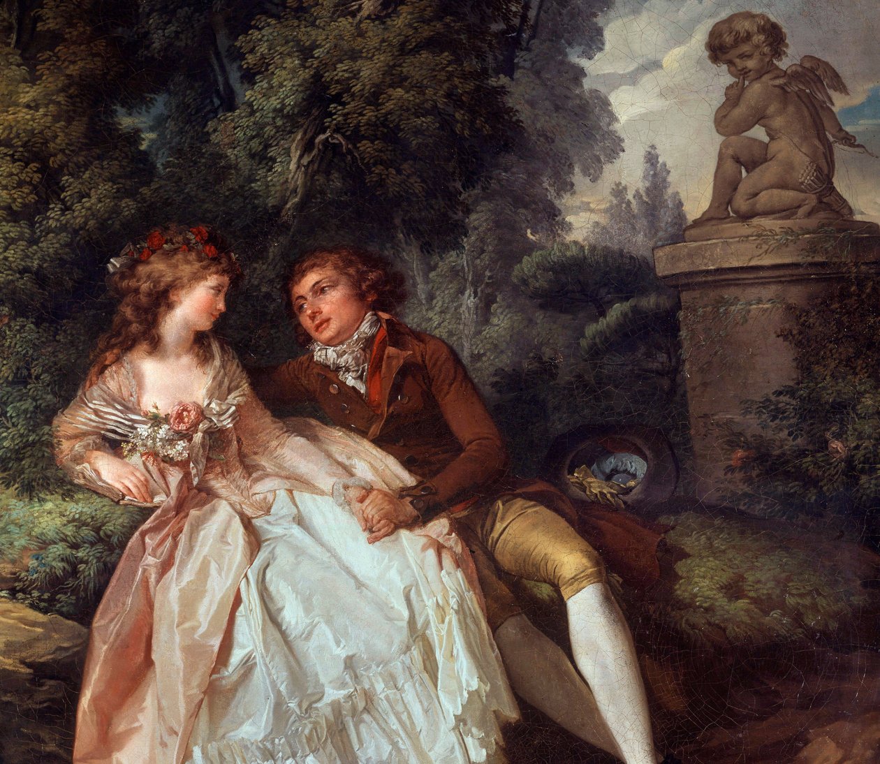 Escena galante (con Cupido) (detalle) de Louis Rolland Trinquesse