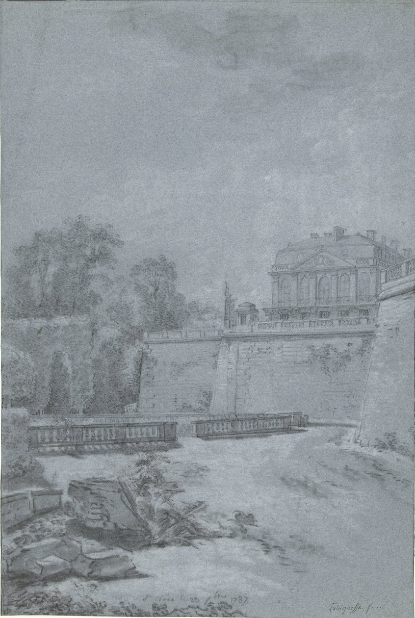 Vista del parque y de un ala del castillo de Saint-Cloud de Louis Rolland Trinquesse