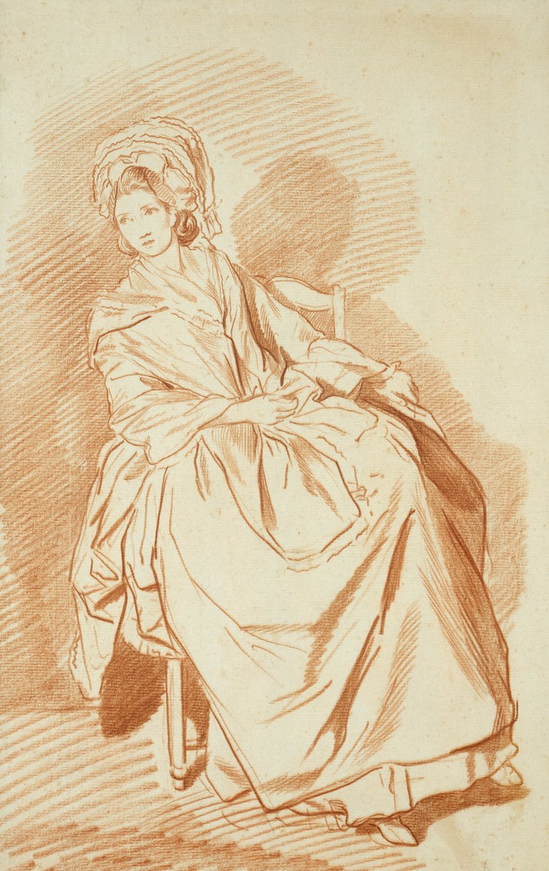 Estudio de una dama sentada (tiza roja sobre papel) de Louis Rolland Trinquesse