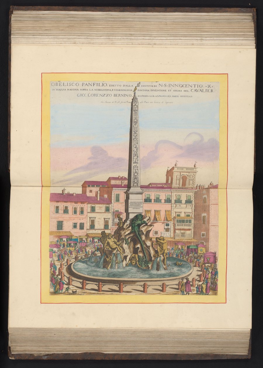 Vierstromenfontein te Roma Obelisco Panfilio, erigido por la santidad de N. S. Inocencio X (...) (título sobre objeto) de Louis Rouhier