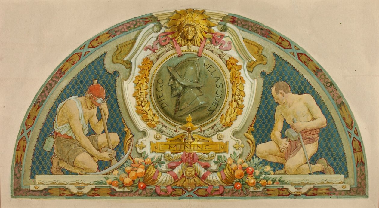 Minería (estudio para la luneta, Old Senate Office Building) de Louis Schaettle