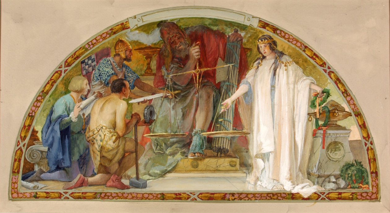 El Estado como árbitro para la industria, la educación y el ejército (estudio para el almuerzo, Old Senate Office Building) de Louis Schaettle
