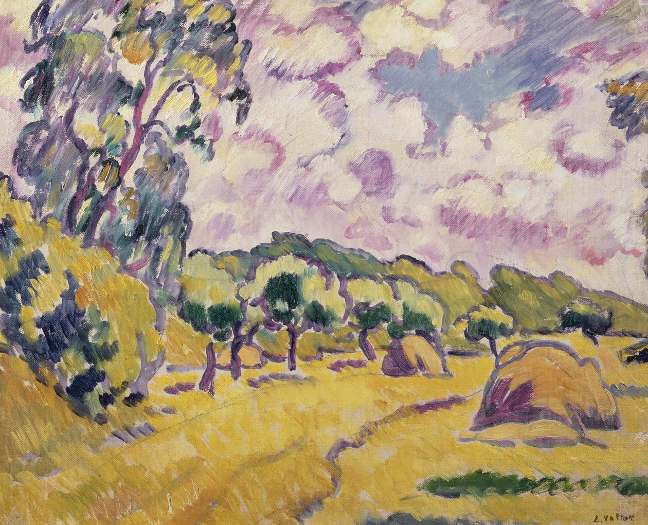 Paisaje con almiares (óleo sobre lienzo) de Louis Valtat