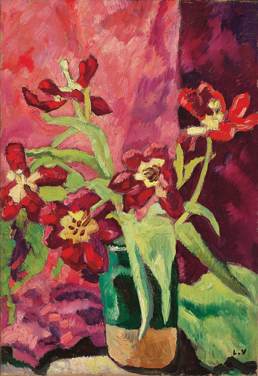 Jarrón, tulipanes rojos; Jarrón, tulipes rouges de Louis Valtat