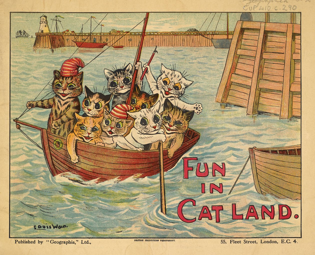 Gatos en un barco. de Louis Wain