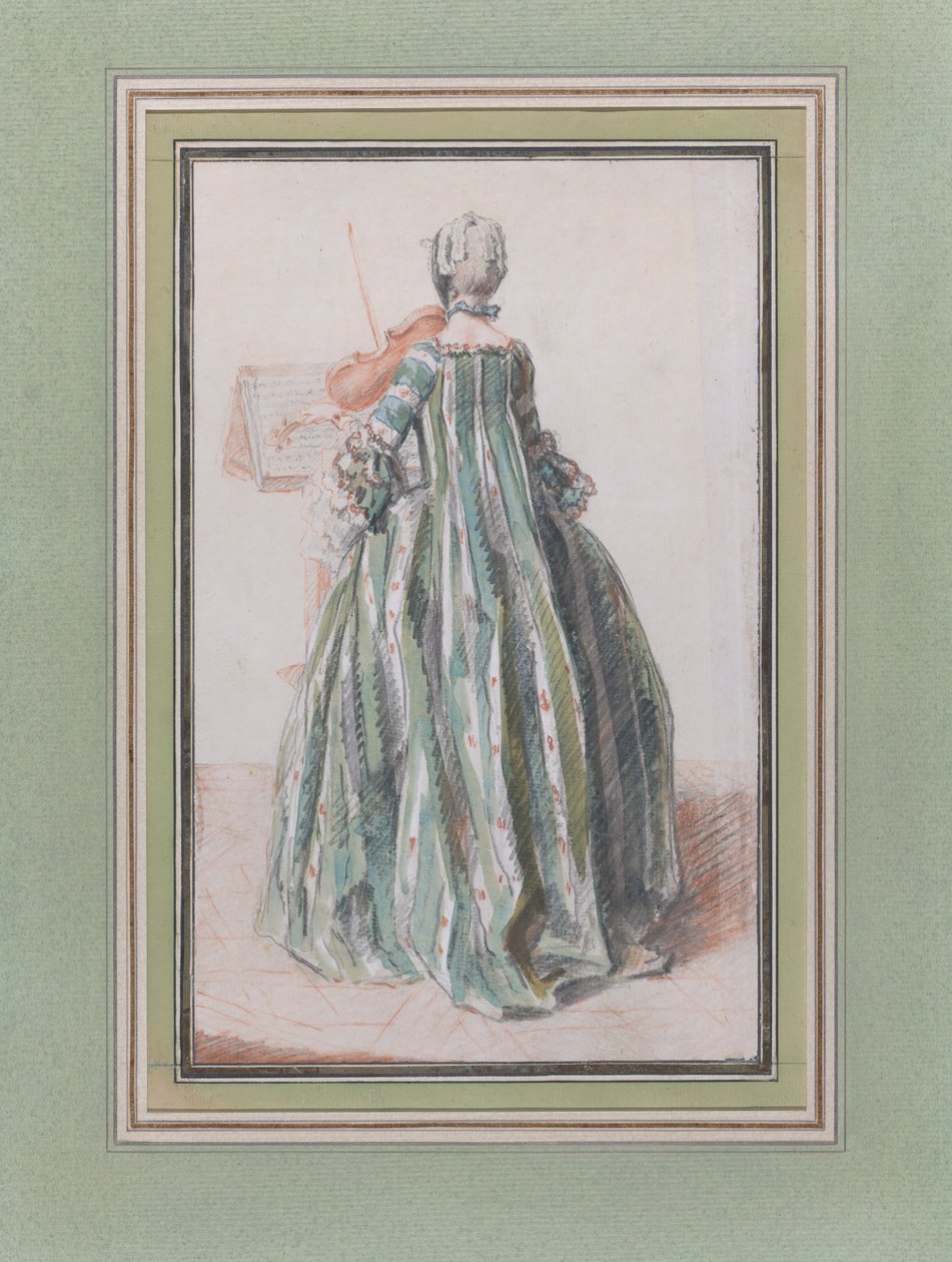 Mujer tocando el violín, vista desde atrás, ca. 1758-59 de Louis de Carmontelle