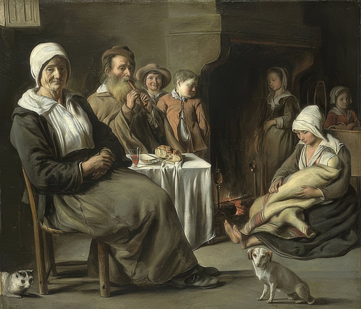 Interior campesino con un viejo flautista. Aproximadamente 1642 de Louis le Nain