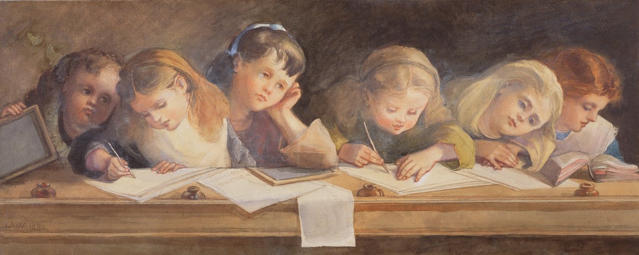 La Lección de Escritura, 1880 de Louisa Anne Waterford