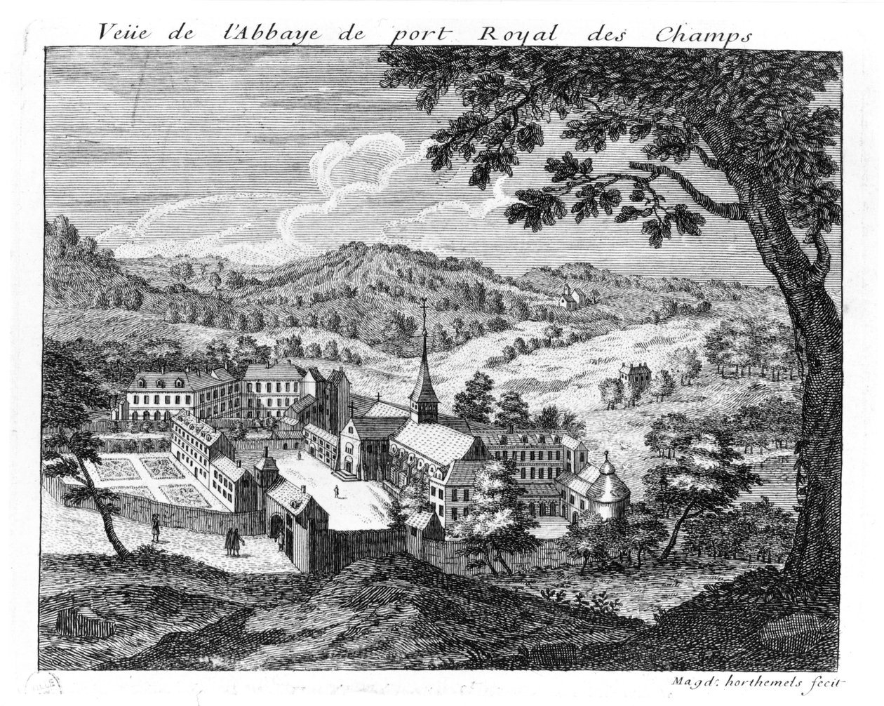 Vista general de la Abadía de Port-Royal des Champs, 1709 de Louise Madelaine Cochin