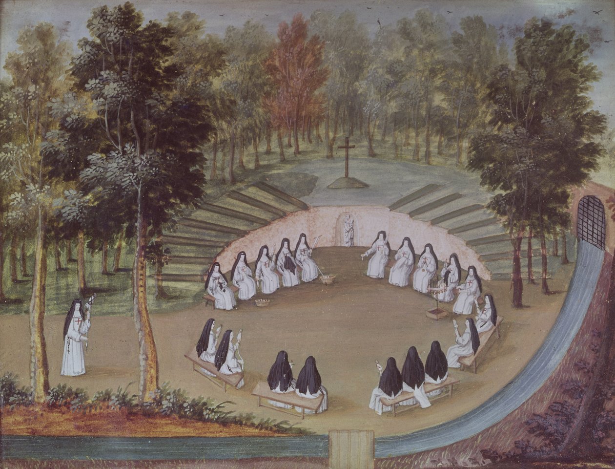Monjas reuniéndose en soledad, de 