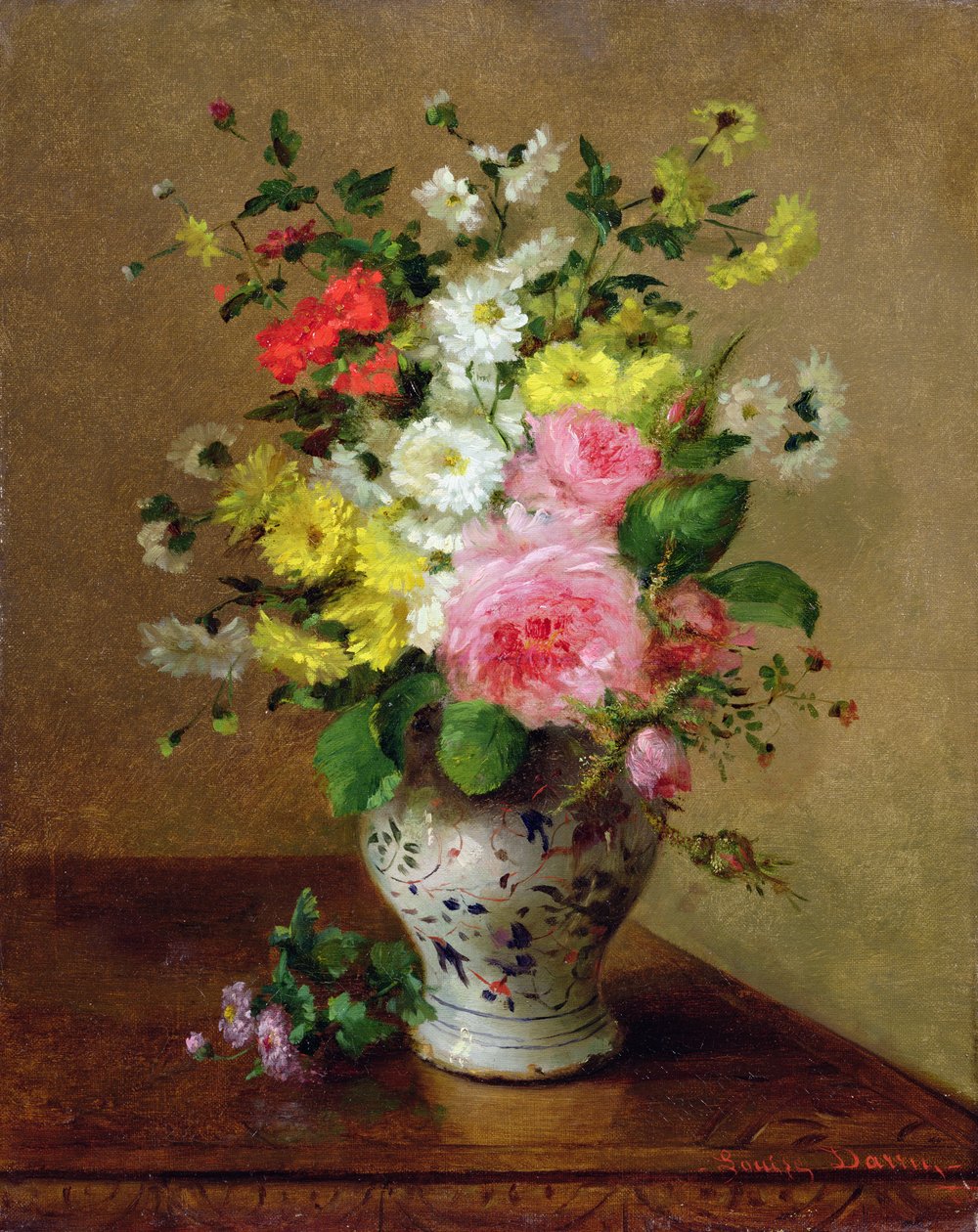 Naturaleza muerta con flores en un jarrón, c.1866 de Louise Darru
