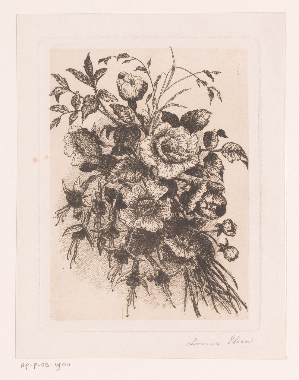 Bodegón de flores con rosas y anémonas de Louise Elsen (attributed to)