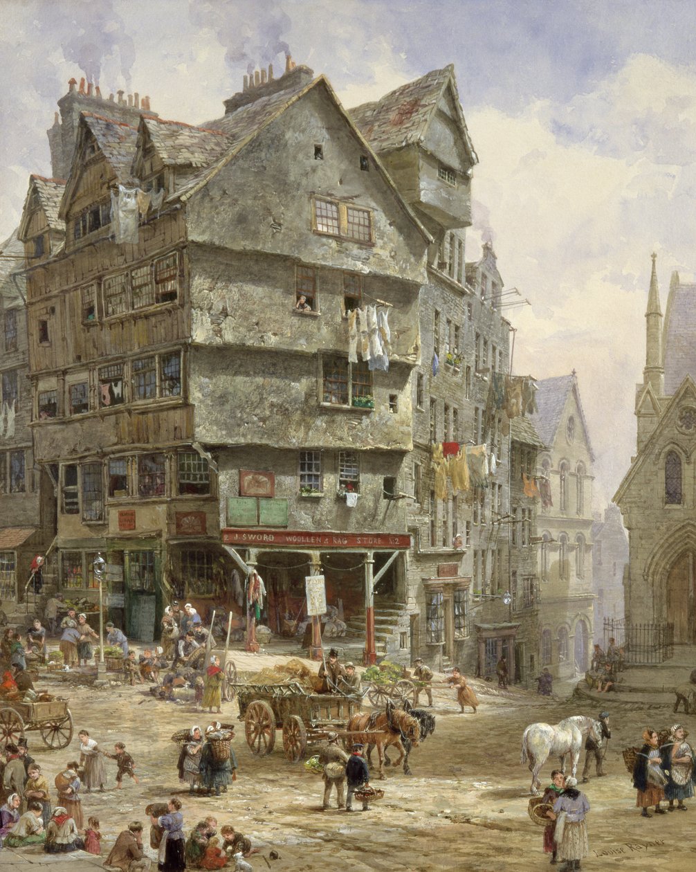 La Calle Alta desde el West Bow, Edimburgo de Louise Ingram Rayner