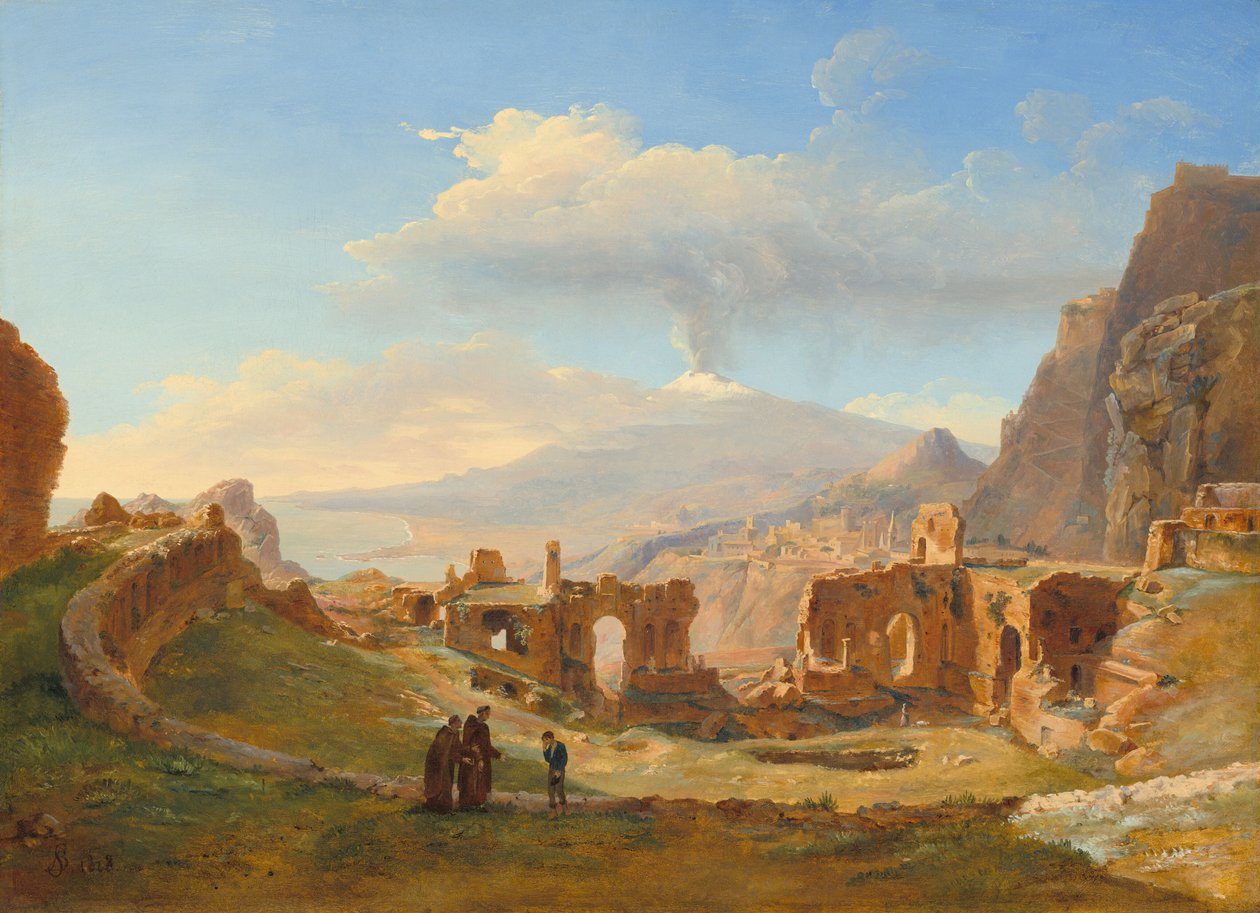 El teatro romano en Taormina, 1828 de Louise Josephine Sarazin de Belmont