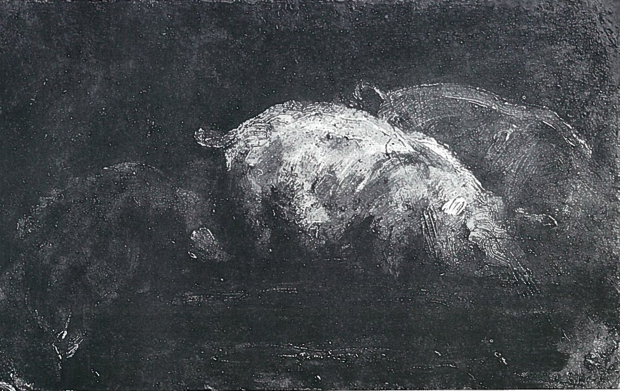 Cerdos comiendo de Lovis Corinth