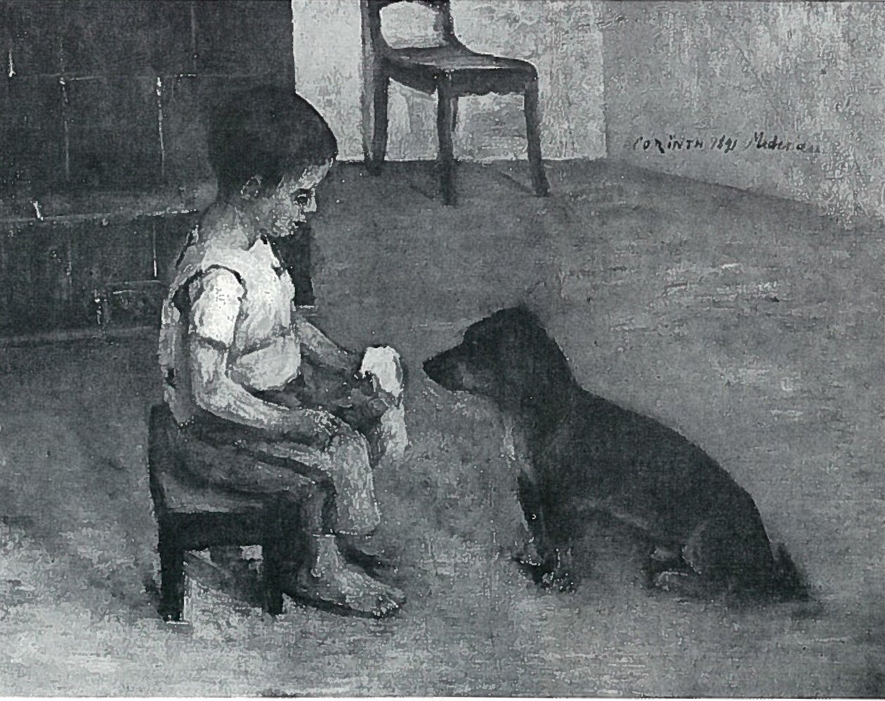 Niño con pan con mantequilla y perro de Lovis Corinth