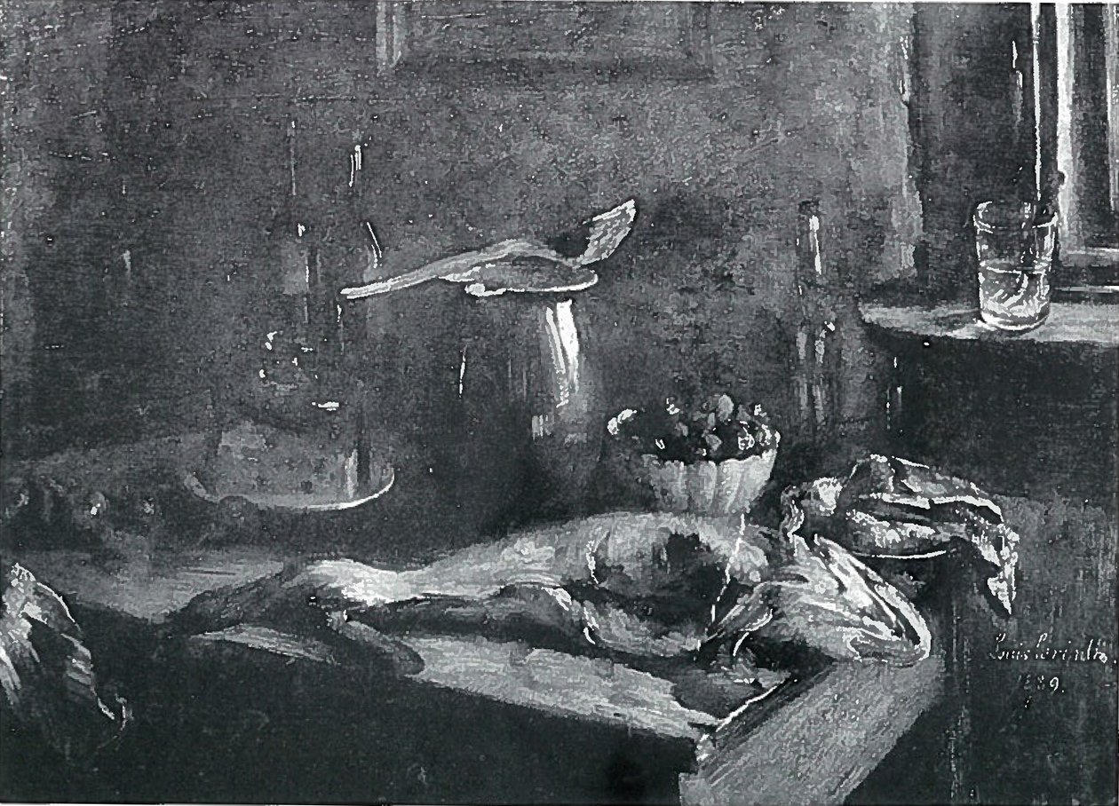Naturaleza muerta con pescado y carne de res de Lovis Corinth