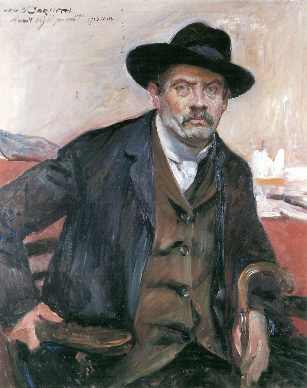 Autorretrato con sombrero negro y bastón de Lovis Corinth