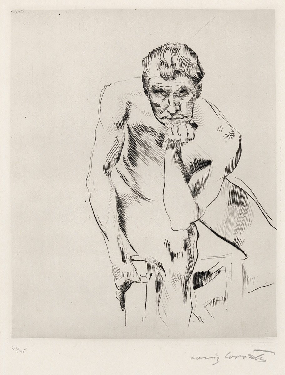 Hombre sentado desnudo, pensando de Lovis Corinth