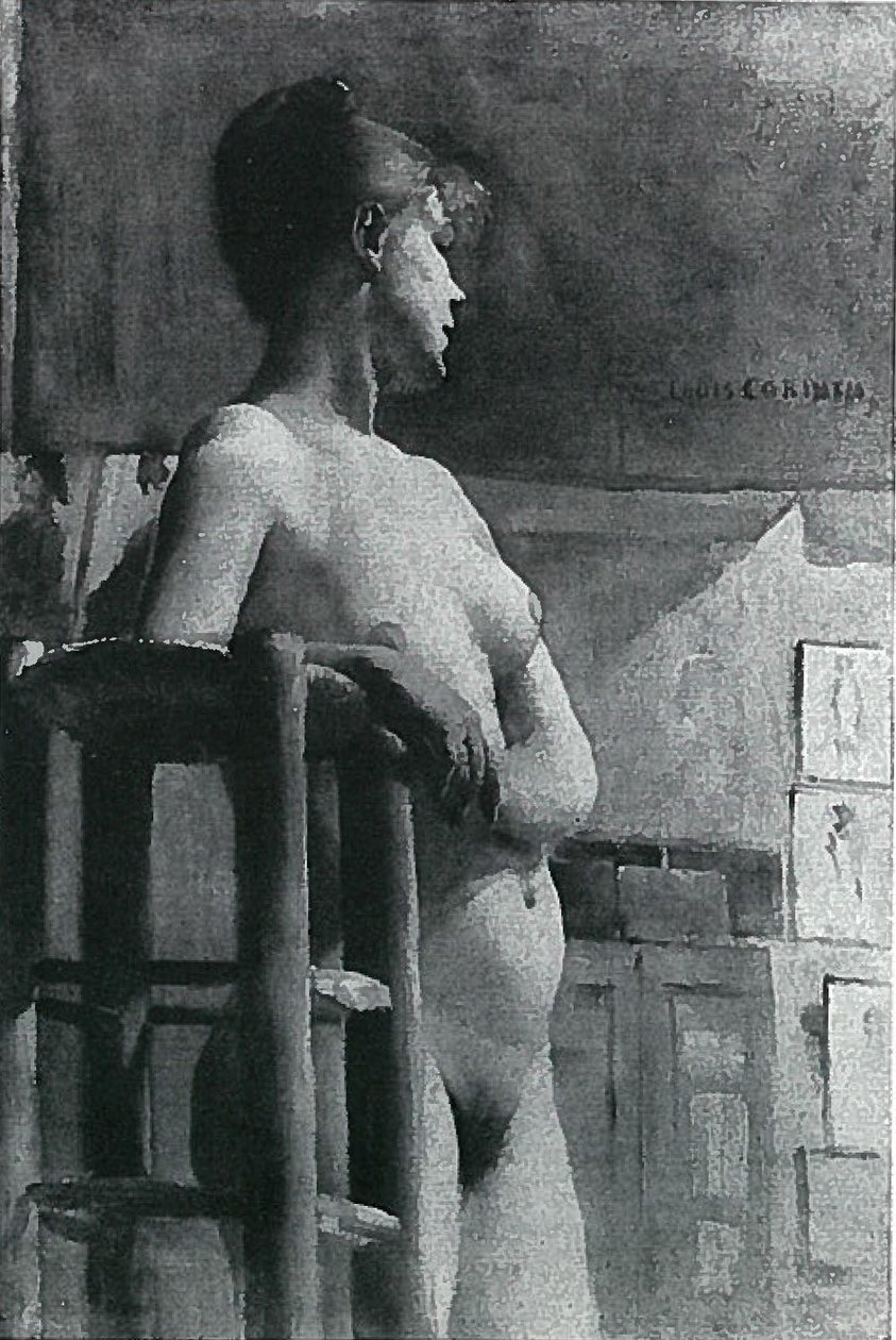Desnudo femenino con taburetes de estudio de Lovis Corinth