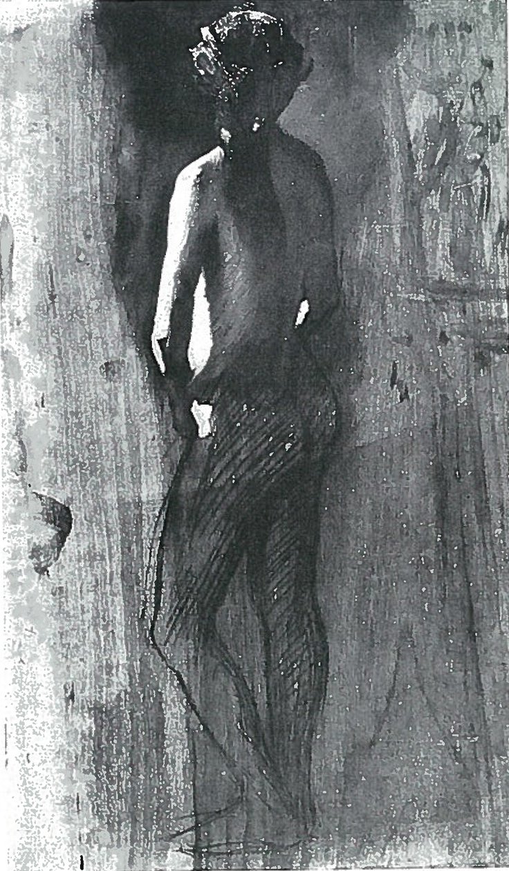 Desnudo femenino de espaldas (boceto) de Lovis Corinth