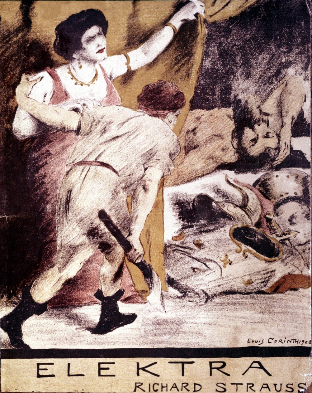 Richard Strauss, ilustración de la partitura de Elektra por Louis Corinth en 1908. colección privada Milán de Lovis  Corinth