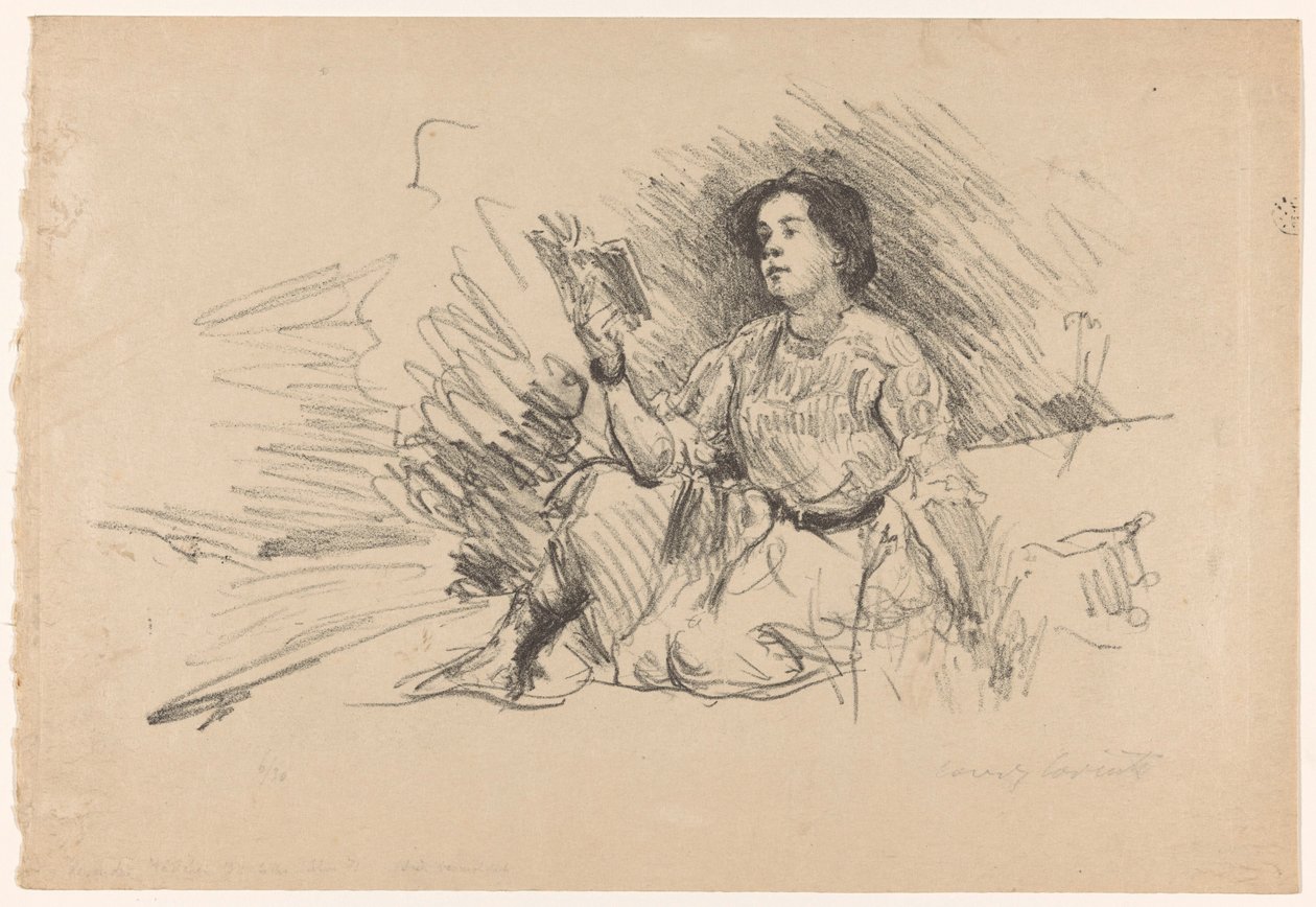 Chica lectora, sentada en el suelo
Chica de la lectura de Lovis Corinth (signed by artist)