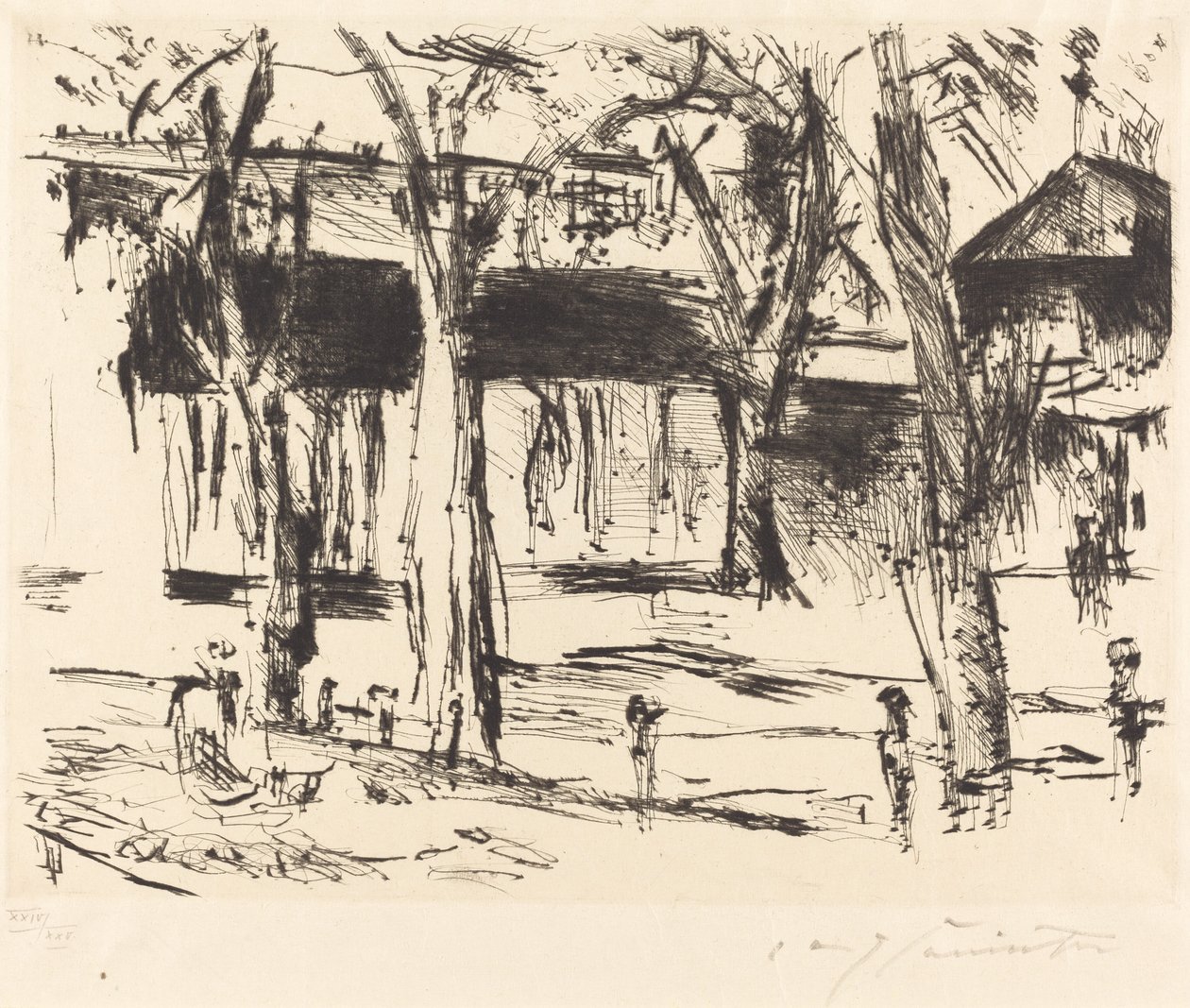 Bahnhof Tiergarten Court con árboles, 1920-1921 de Lovis Corinth