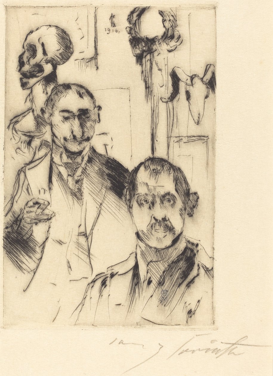 Doppelbildnis mit Skelett (Doble Retrato con Esqueleto), 1916 de Lovis Corinth