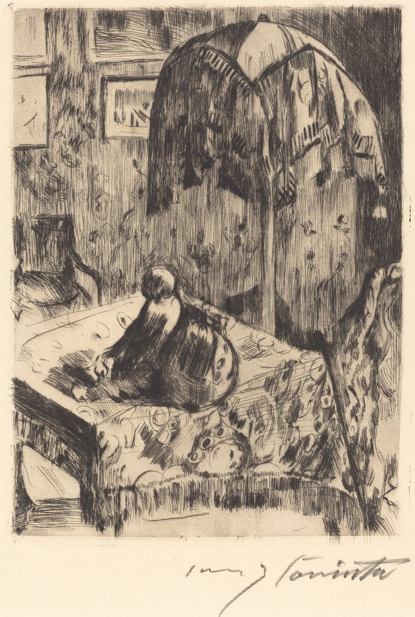 Interior con lámpara de pie, 1916 de Lovis Corinth
